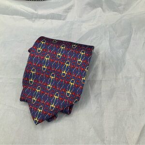 vintage designer silk tie Henri Christian, Retro blue Necktie